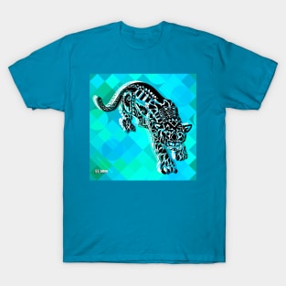 light blue floral tiger ecopop T-Shirt